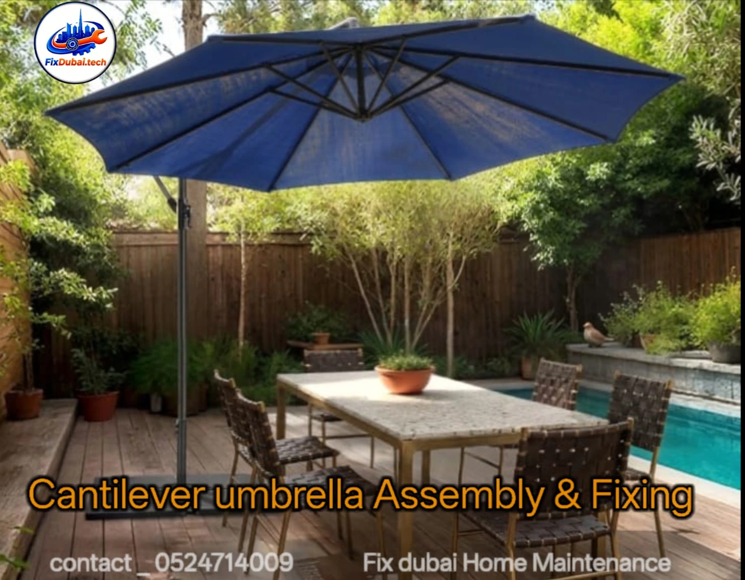 Professional Cantilever Umbrella Assembly and Fixing Service in Dubai by FixDubai