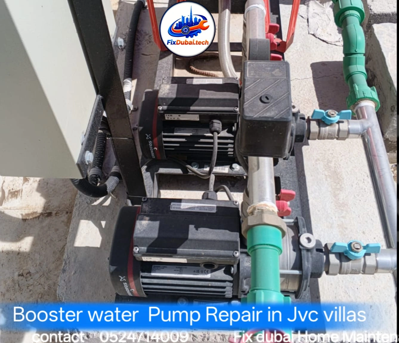 Water Booster Pump Repair in JVC Villas by Fix Dubai