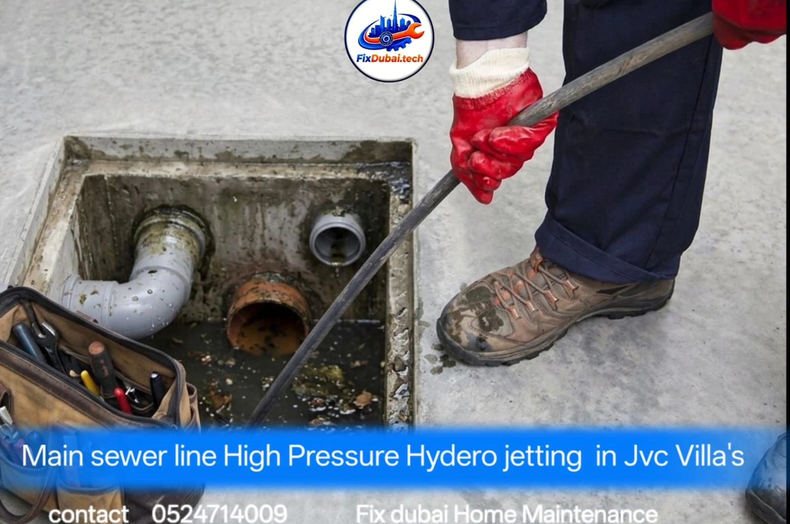 Main Sewer Line High Pressure Hydro Jetting JVC Villas
